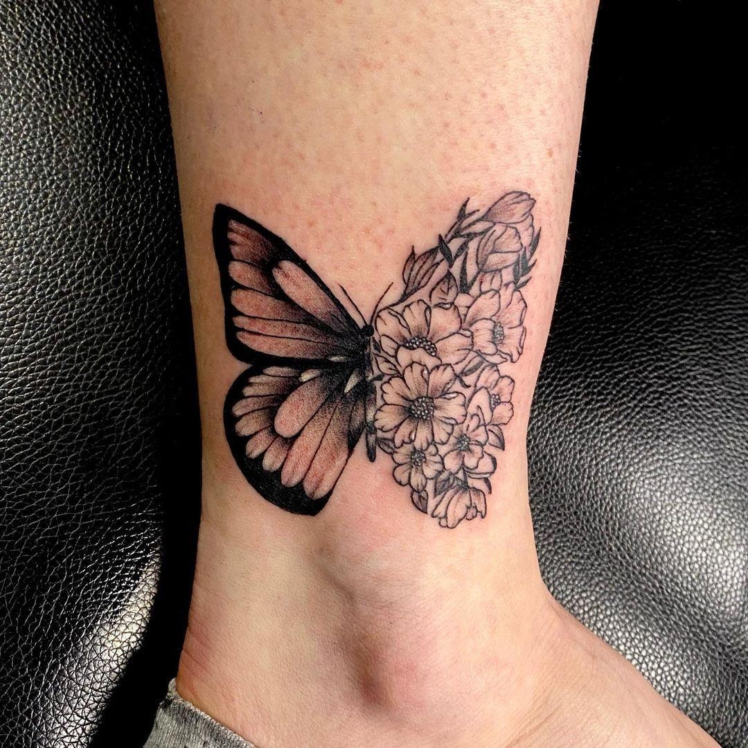 35+ Half Butterfly Half Flower Tattoo Design Ideas You Need To Save ...