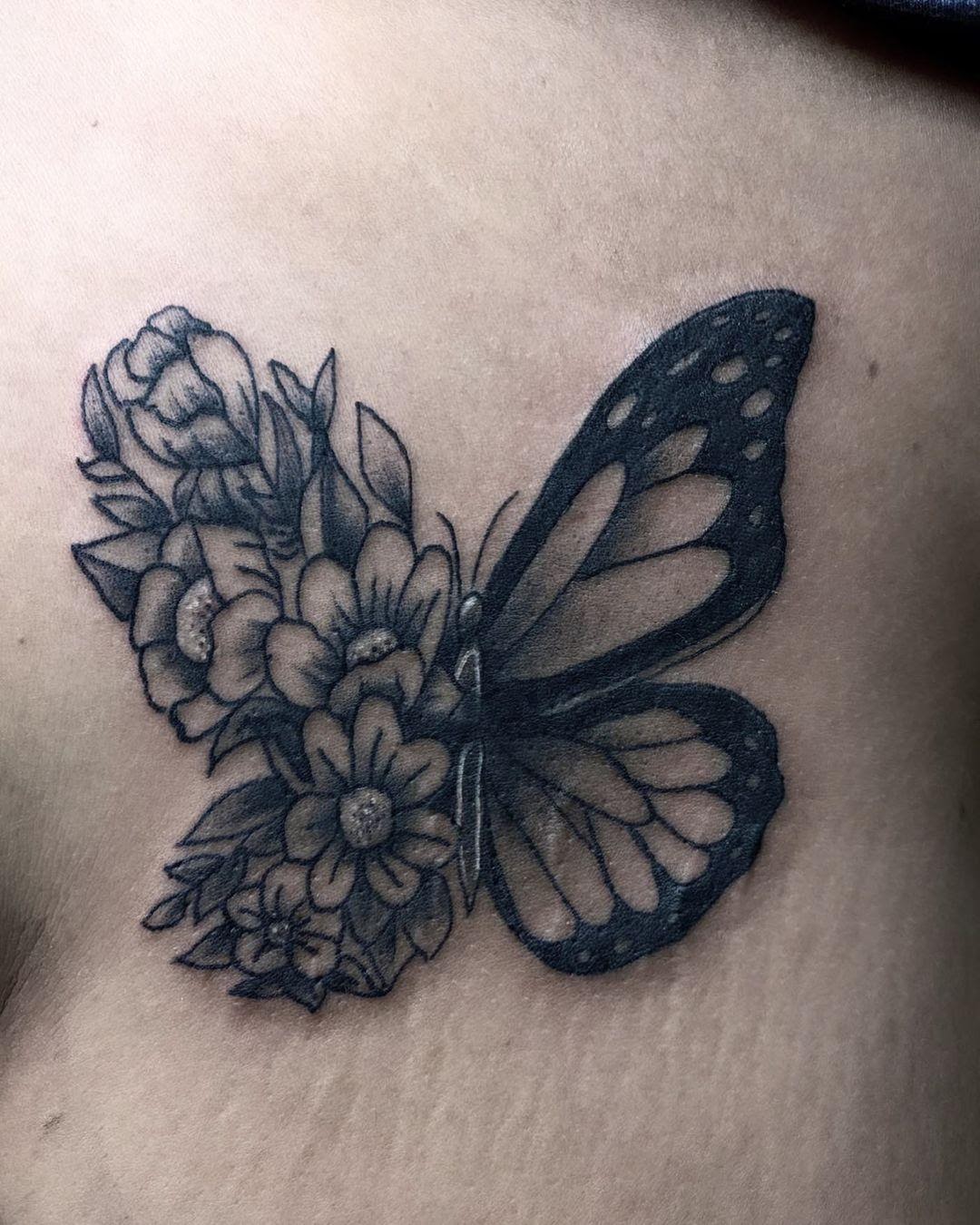 35+ Half Butterfly Half Flower Tattoo Design Ideas You Need To Save ...