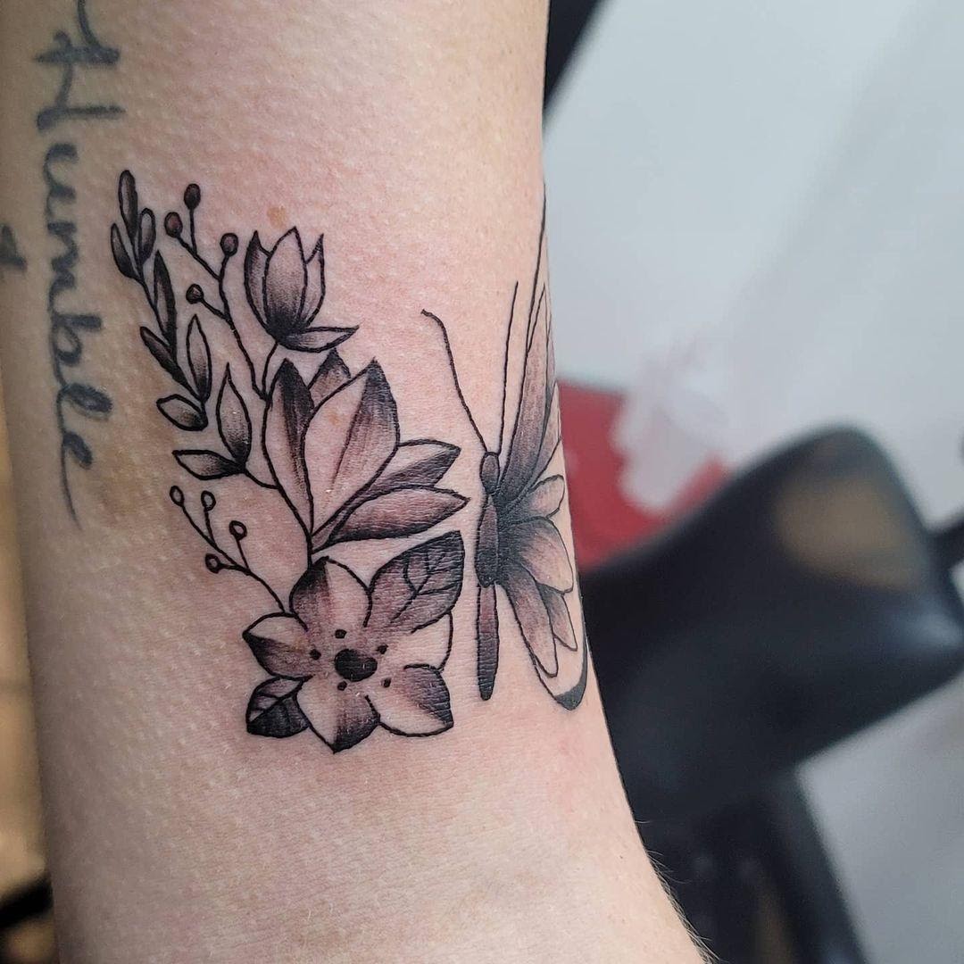 35+ Half Butterfly Half Flower Tattoo Design Ideas You Need To Save ...