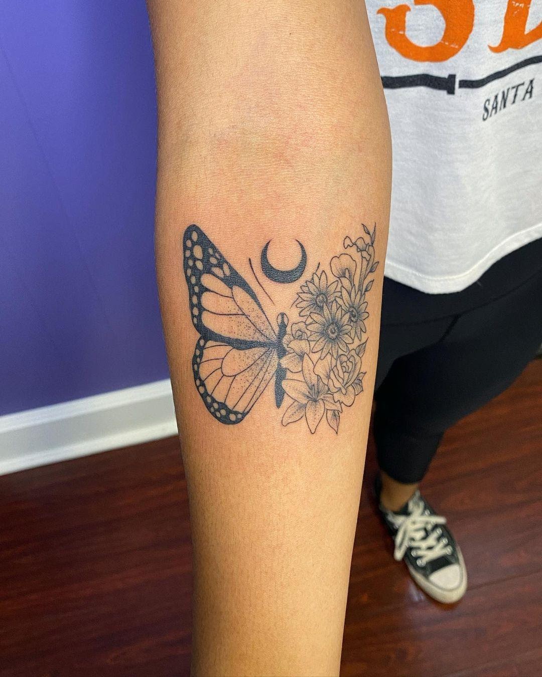 35+ Half Butterfly Half Flower Tattoo Design Ideas You Need To Save ...