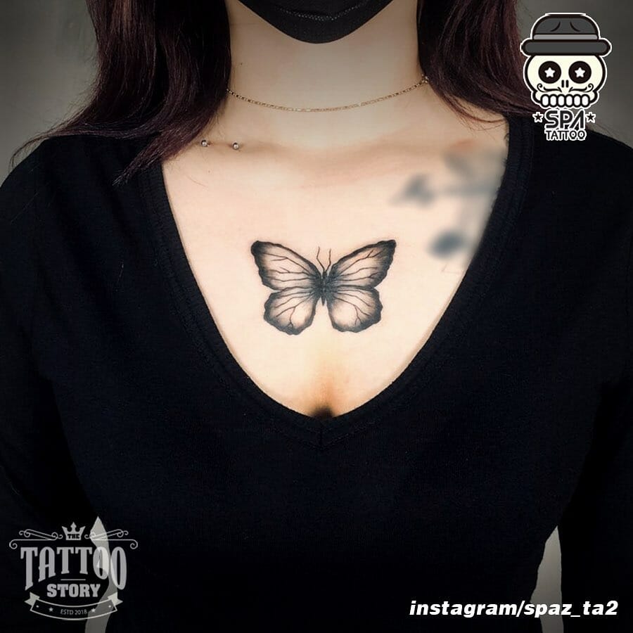 70 Wonderful Butterfly Tattoos For Chest with Incredible Looks - Psycho ...