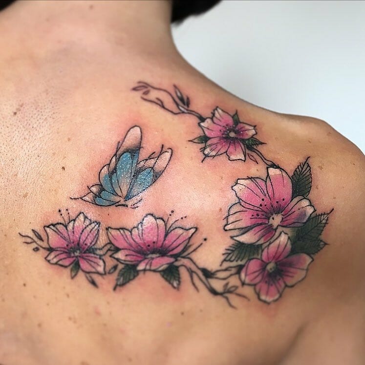 65 Butterfly And Flower Shoulder Tattoos- Nature’s Beauty on Your Skin ...