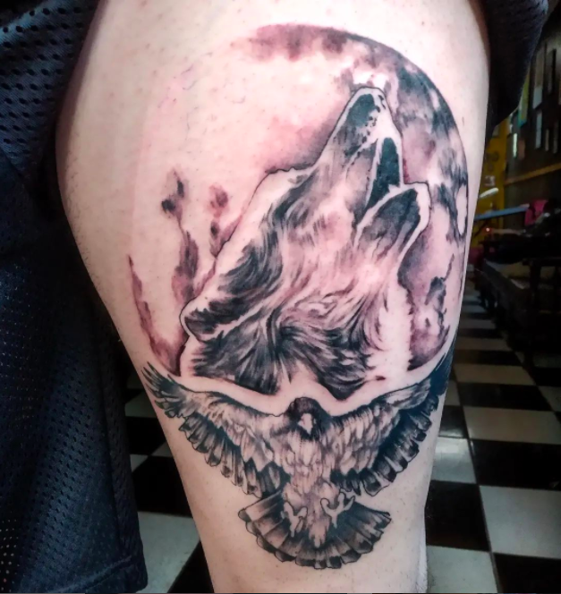75 Influential and Magnificent Wolf Tattoos Ideas and Designs For Thigh ...
