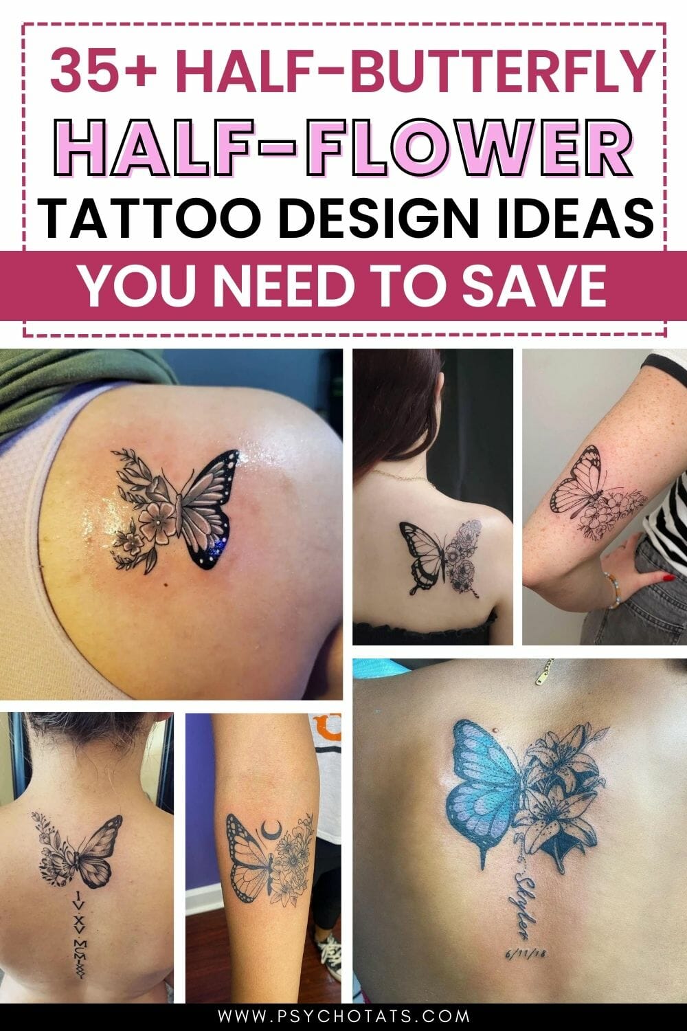 35+ Half Butterfly Half Flower Tattoo Design Ideas You Need To Save ...